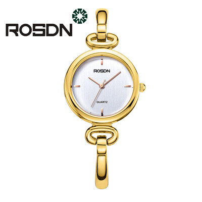 

ROSDN Brand Imitation Gold Plated Circles Strap Stainless Steel Back Shinning Women Bracelet Watches Fashion Wrist Watch