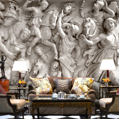 

3D photo wallpaper European Rome sculpture retro 3D wallpaper bedroom TV background wallpaper mural