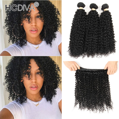 

HCDIVA Indian Virgin Hair Kinky Curly 3 4 Bundles /Lot Natural Black Suitable Dying Colors Soft No Shedding India Unprocessed Hair