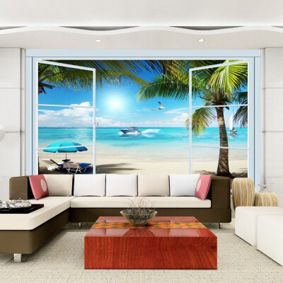 

Custom 3D Photo Wallpaper Ocean View 3D Stereo Window TV Background Wall Mural Wall Painting Living Room Wallpaper Home Decor