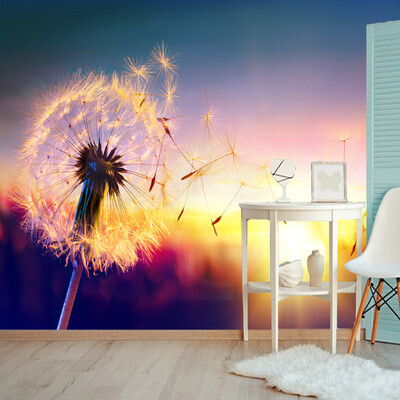 

Custom Wall Mural Beautiful Sunset Dandelion Wall Painting Living Room TV Background Murals 3D Relief Non-woven Photo Wall Paper