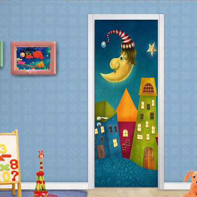 

3D Cartoon Castle Kids Room Mural Wallpaper PVC Self-Adhesive Door Sticker Creative DIY Home Decor Papel De Parede 77cmx200cm