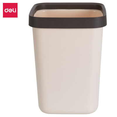 

Deli large ring square trash can without cover home office paper 12L brown 18821