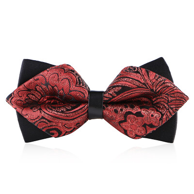 

DUSENNA mens formal dress British bow gift box pattern bow tie wine red pattern