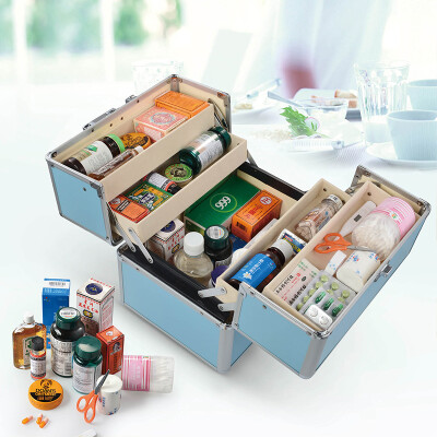

Vilscijon Victorian aluminum double open household medicine box multi-function medicine box out of the box first aid kit medicine storage box small 3353