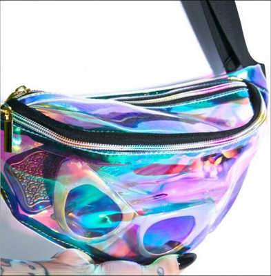 

Womens Fanny Pack PU Laser Purse Waist Chest Bag Girls Hip Bag Punk Party Bag