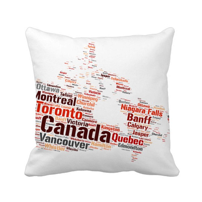 

Cananda Map with City Names Landmarks Square Throw Pillow Insert Cushion Cover Home Sofa Decor Gift