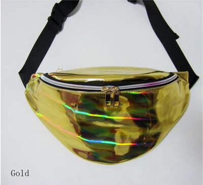 

Womens Fanny Pack PU Laser Purse Waist Chest Bag Girls Hip Bag Punk Party Bag