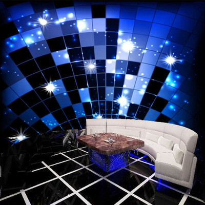 

3D Custom Photo Mural Wallpaper Роскошный блеск Синий и черный блок стены Бумага для KTV Бар Гостиная Диван фон