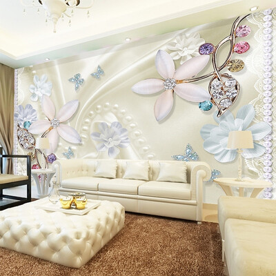 

3D Wallpaper Gorgeous Jewelry Flower Stereo Relief Mural Living Room TV Sofa Hotel Backdrop Wall Luxury Wall Papers Papier Peint