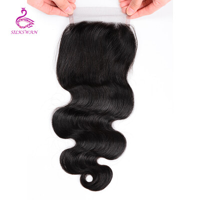 

Silkswan Peruvian Body Wave Lace Closure Remy Hair 44 Siwss Lace 8-20inch Free shipping
