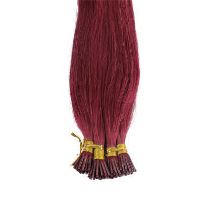 

1g/s 100g Human Virgin Hair Burgundy Pre-bonded Keratin Stick I-tip Hair Extensions