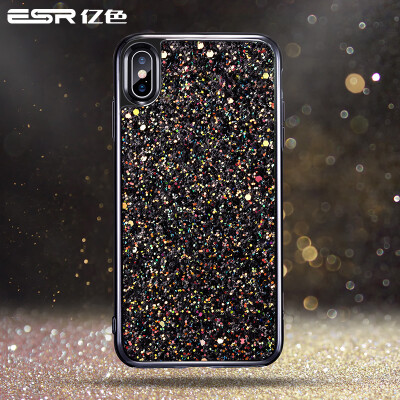 

Billion color ESR iPhone X Mobile Shell Personality Drop protection Case Apple x Mobile Shell Creative Personality Glitter Inlay Sequin Shell Fashion Lady Star Series Black