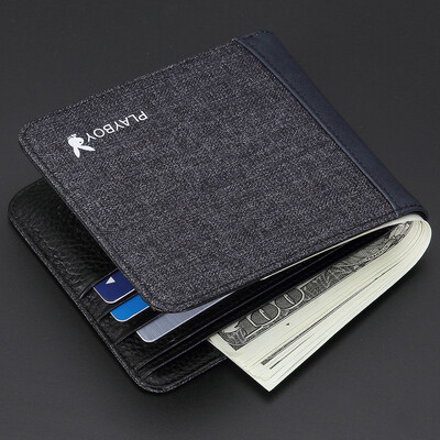 

Playboy playboy wallet mens short section youth mens wallet student canvas wallet tide Korean version of the youth ticket holder creative wallet thin PAA7523