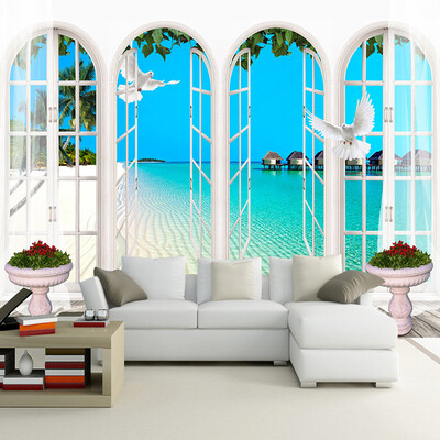 

Пользовательские 3D-обои для фотографий Европейские стили Арки Sea Living Room TV Background Нетканые настенные обои Murales De Pared 3D Обои