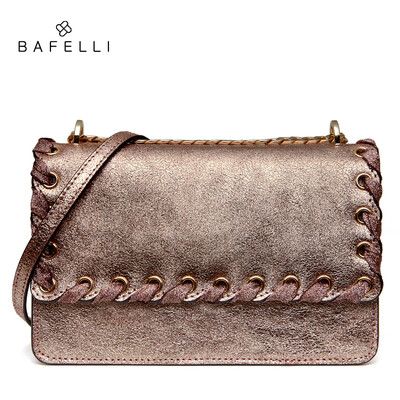 

BAFELLI new arrival split leather bag rose gold bolsos mujer fashion ribbons crossbody bag hot sale women messenger bags