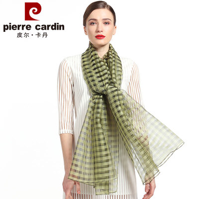 

Pierre Cardin fine imitation wool silk scarf female spring&autumn models large towel high-grade silk scarf shawl scarf scarf thin section summer sunscreen D12TM5702 green