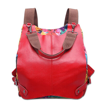 

Canvas&Leather Backpack Printing Nation Hit Color Bag Multifunctional Shoulder Bag