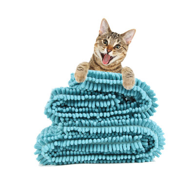 

HANHANLEYUAN Pet Towel Dog Bath Towel Cat Water Absorbent Towel Bath Dry Towel Cat Teddy Golden Hair Bathing Supplies Large 80X33cm Blue