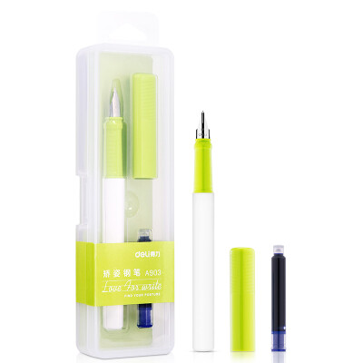 

Deli deli EF Mingjian Youshang series posture pen pen pen office writing student wording accompanying set triangle pen gift ink bag green A903