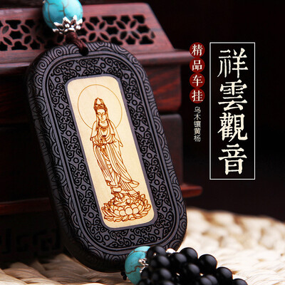 

Molong ebony inlaid boxwood carving car pendant car interior jewelry rearview mirror gift pendant Lu Shou - AWXHJ005
