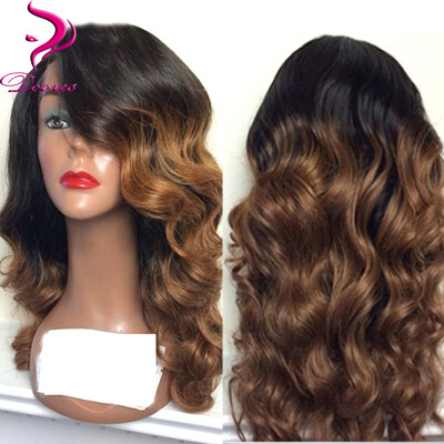 

9A 1B/30 Ombre Lace Front Wig With Baby Hair Loose Wave Brazilian Virgin Human Hair Wigs For Black Women