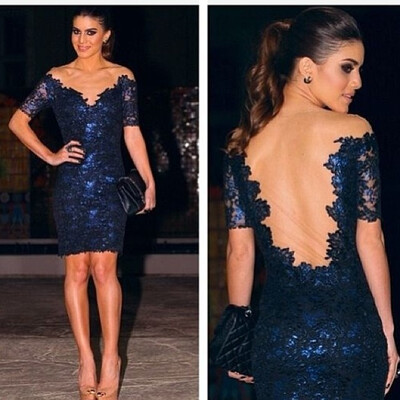 

Lovaru ™Новый +2015 моды Синий кружева и прозрачные марлевые лоскутное V-образным вырезом женщин мини платья выпускного вечера vestidos