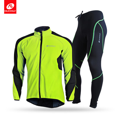 

NUCKILY Mens High Quality Cycling Clothing Water Restistant Windproof Riding Composite Fleece Jacket Set