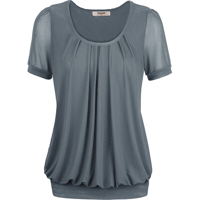 

Timeson Plus Size Chiffon T Shirt Women Short Sleeve O Neck Female T-shirt Tops 2018 Summer Casual Loose Ruched Tee Shirt Femme