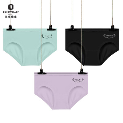 

Mark Huafei underwear female seamless sexy ladies briefs large size high elastic modal cotton silver ion quick-drying underwear 3 strips light purple light blue black  L