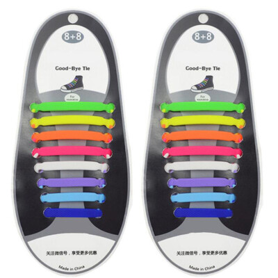 

JUP 1 set 16 Roots Lazy Shoelaces Laces Shoelace Buckle Flat Square Head Bracelet Canvas Leisure Sports Shoes Silicone Elastic