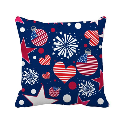 

USA Flag Love Heart Star Festival Square Throw Pillow Insert Cushion Cover Home Sofa Decor Gift