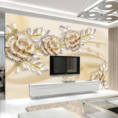 

European Style 3D Embossed Jewelry Flower Photo Wallpaper Living Room TV Sofa Background Wall Papers Home Decor Papel De Parede