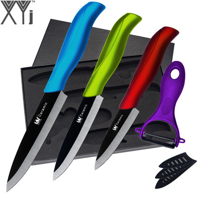 

XYJ Brand Sharp Ceramic Knives + Peeler + Multifunctional Black Kitchen Knife Gift Box Cooking Tools 5pcs Kitchen Accessories