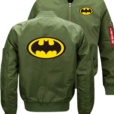 

New Batman pattern Bomber Flight Flying Jacket Winter thicken Warm Zipper Men Jackets Anime Mens Casual