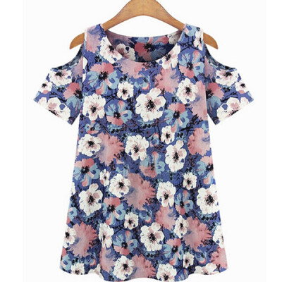 

Lovaru ™2015 new casual o-neck print A-line short sleeve summer street snap style high quality simple lady's dresses