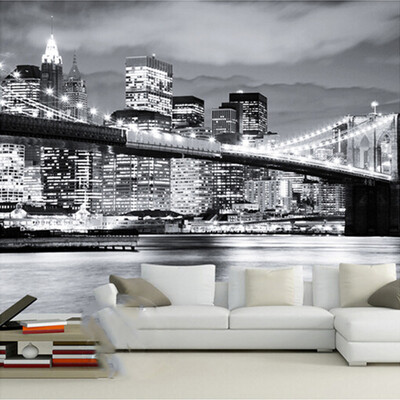 

Custom 3D Photo Wallpaper Modern City European And America Night View Manhattan Bridge Living Room Wall Mural Sofa Background