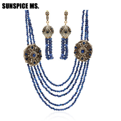 

New Arrivals African Beads Jewelry Set Nigerian Wedding Engagement Necklace Earring For Women Handmade Stone Indian Jewelry