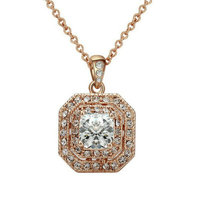 

yoursfs ® 18k rose позолоченные 1.5ct искусственной Diamond заявление кулон ожерелье использовать австрийский кристалл модные украшения