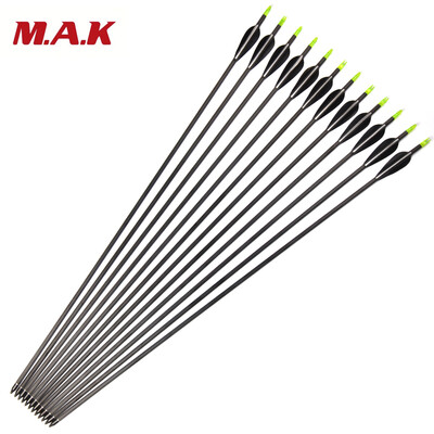 

12pcs 78cm Spine 400 Carbon Arrow со сменными наконечниками и пластиковым перо для соединения и лука стрельбы лука