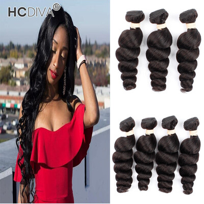 

HCDIVA Indian Loose Wave Mixed Length 3 4 bundles Lot 100 Raw India Loose Curl Wavy Human Hair Extensions Natural Black
