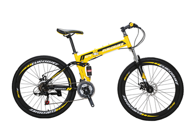 

Eurobike G4 26 "Складной горный велосипед Shimano 21 Speed ​​Полная подвеска Велосипед Daul Дисковые тормоза MTB