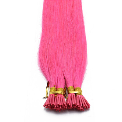 

1gs 100g Human Virgin Hair Pink Straight Keratin Stick I-tip Hair Extensions