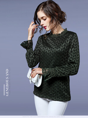 

XL XXL 3XL 4XL 5XL plus size lace vintage winter 2017 blouse for women long sleeve big size black green lady tops loose lady
