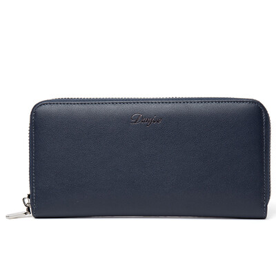 

DANJUE Men Wallets Genuine Leather Zipper Long Casual Male Purses Big Capacity Cowhide Day Clutch Wallets Phone Bag