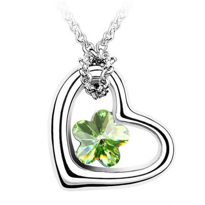 

Flower Necklace Crystal from Austrian High Quality Heart Pendants Necklace For Women Bijouterie Female Gift .112