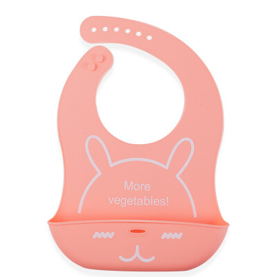 

Small Bear Snow Bear Full Silicone Waterproof Bib Baby Waterproof Three-dimensional Bibs Rice Pocket Adjustable Baby Eating Bibs No Wash Pink 97918