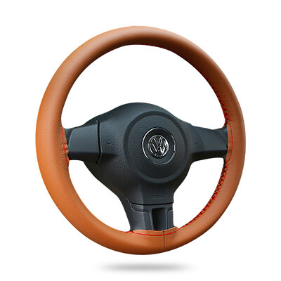 

BOLISH Corolla steering wheel cover new Civic sagitar LaVida Carra Jetta Baolai Geely Emgrand Yinglang Sylphy set of four seasons universal hand-sewn brown