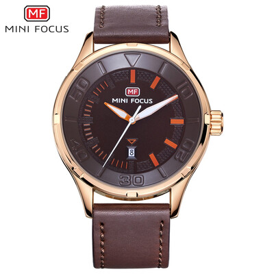 

MINI FOCUS Famous Top Brand Men Quartz Watch Genuine Leather Fashion Men's Wrist Watch MF0008G