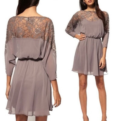 

Lovaru ™New 2015 fashions Women Sexy lace batwing Chiffon Dress Brand dress Plus Size free shipping without belt